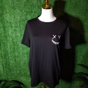 Men's Black Graphic Tee with White Design
